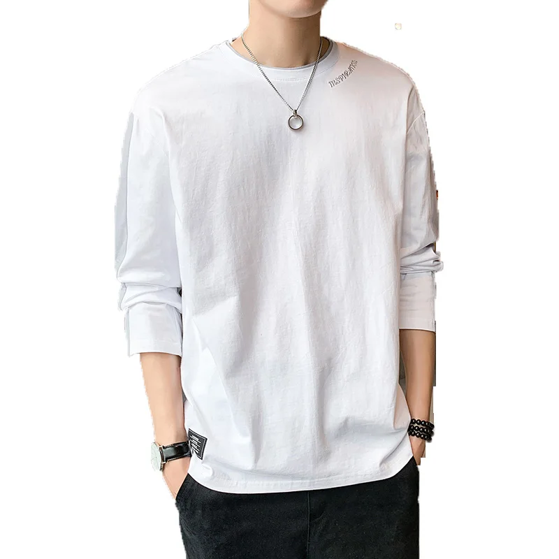 Men's Tops & Tees 2019 Autumn Brand Men Harajuku T-Shirts Man Cotton Long Sleeve Patchwork Tshirt Male T shirt Homme Size 5XL