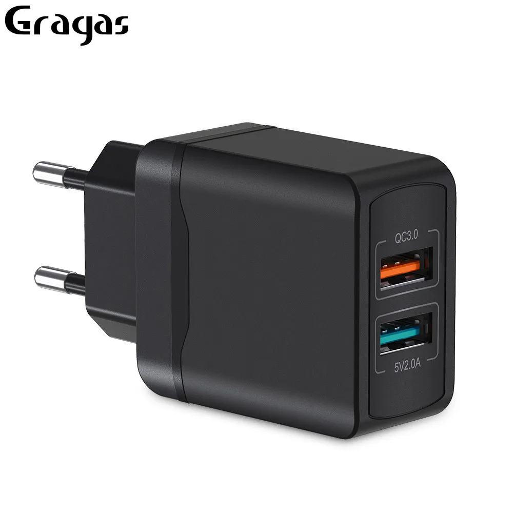 

Gragas Dual USB Quick Charger 3.0 Fast Charger For iPhone 7 8 plus X Xr Xiaomi Redmi Note7 8 QC3.0 QC4.0 Mobile Wall Charger