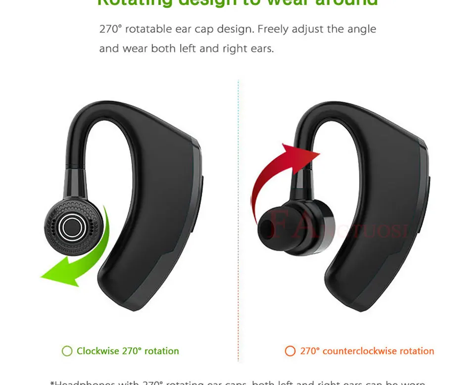 FANGTUOSI High quality Business Wireless Bluetooth Earphone Handsfree Headset With Mic Noise Cancelling Ear-hook Earphones