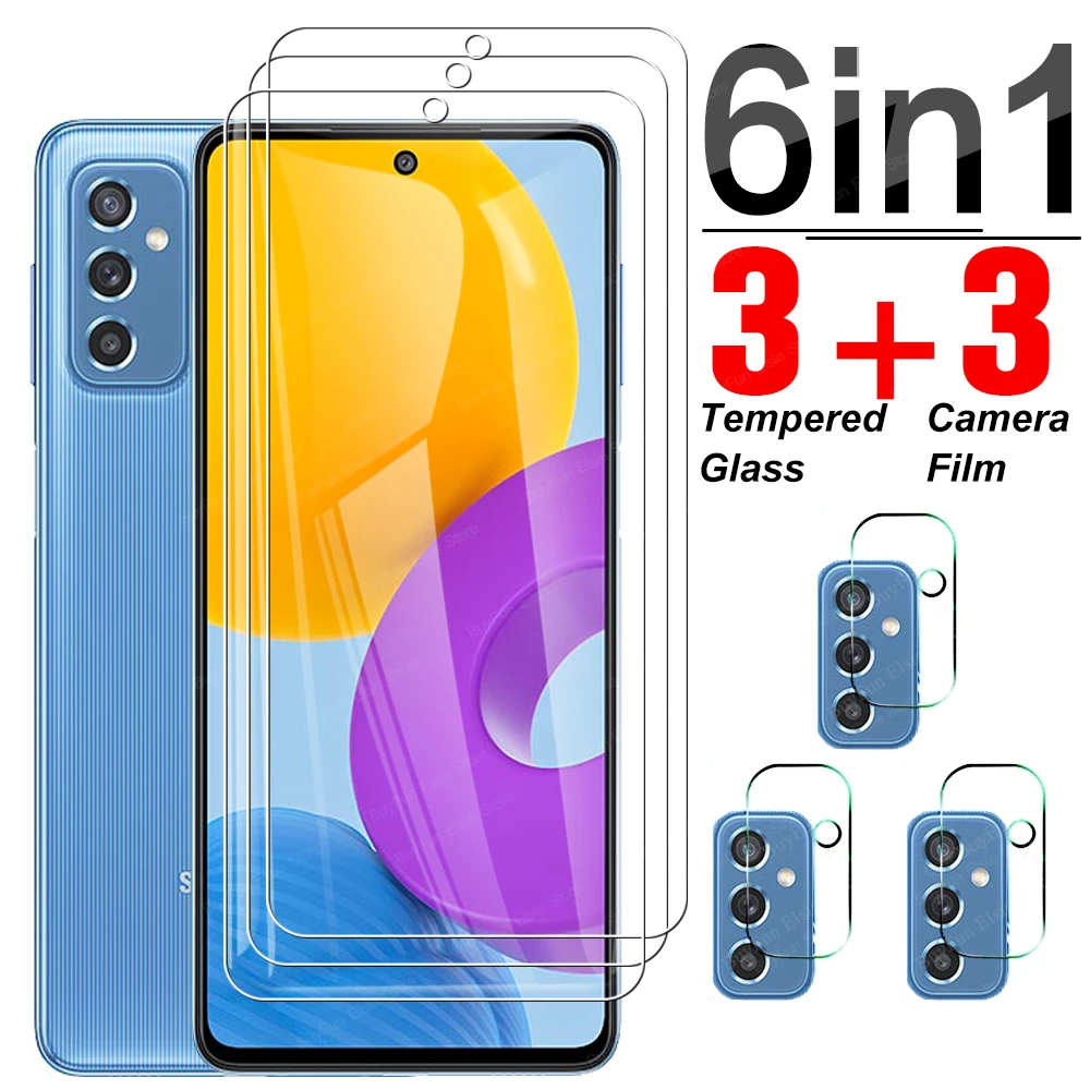 phone protector 6 in 1 Tempered Glass For Samsung Galaxy M52 5G Screen Protector Full Cover Camera Lens Film Svmsung M52 M526 M 52 Safety Glass mobile protector