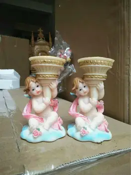 

1pair Christian Catholic holy candle holders statue of the cross of Jesus praying altar ornaments