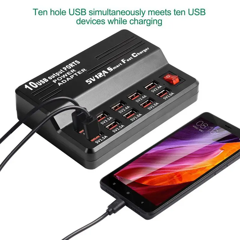 ЕС Plug 10 портов USB зарядное устройство 3.5A Быстрая зарядка для iPhone iPad samsung несколько настенных зарядных устройств мобильного телефона универсальный адаптер