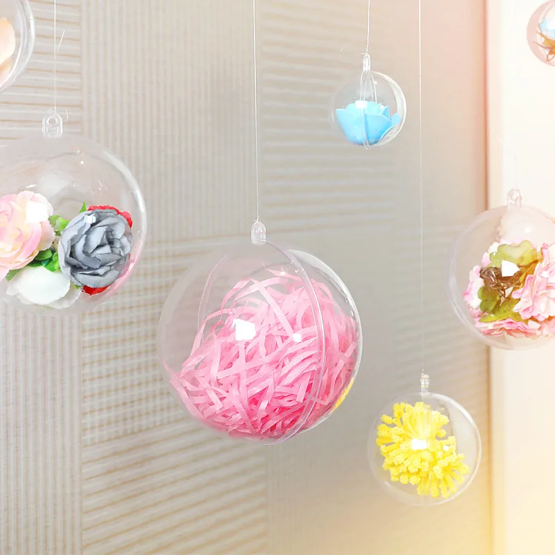 

Round Christmas Tree Ball Festival Wedding Decoration Ball 10cm Acrylic Transparent DIY Ball Home Hangable Ceiling