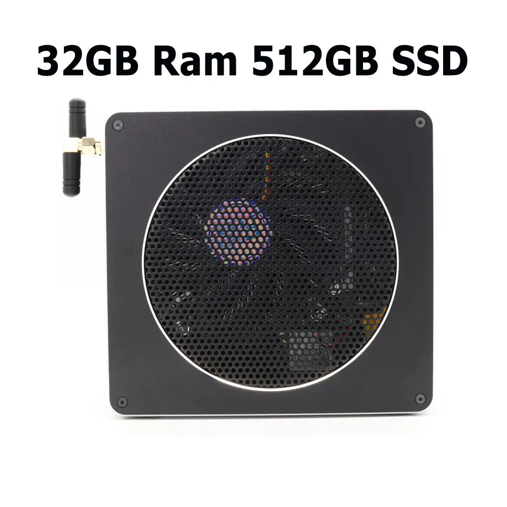32GB Ram 512GB SSD Мини ПК Intel i7-8850H Intel®UHD Графика 630 Мини компьютер, Windows 10 64 бит, 2* DDR4 слот/4 K Дисплей/AC Wi-Fi/BT 5,0/Ethernet - Цвет: 32GB Ram 512GB SSD