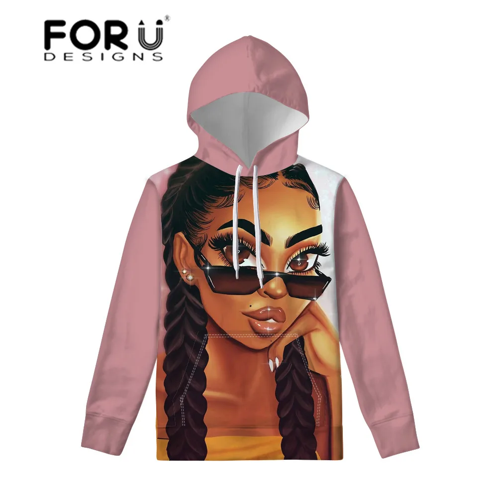 FORUDESIGNS/толстовка с капюшоном женская черная художественная африканская