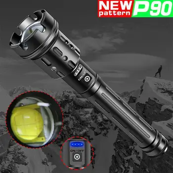 

XHP90 Powerful Led Flashlight Usb Rechargeable Zoom Torch with Power Display
