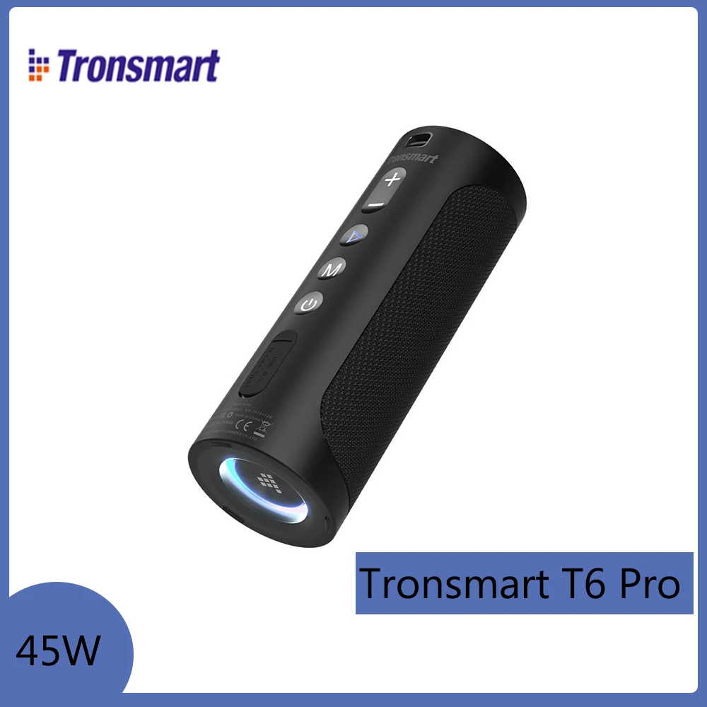 Tronsmart T6 Pro 45W Bluetooth 5.0 Portable Lighting Speaker with Built-in Powerbank IPX6 Waterproof Type-C 24 hours of Playtime |