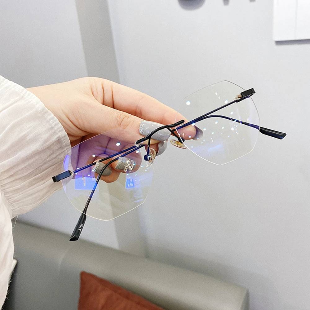 Bloqueo de luz azul sin montura gafas de Marco de las mujeres anteojos para miopía transparente gafas hombres gafas marcos ópticos adulto gafas ► Foto 3/6