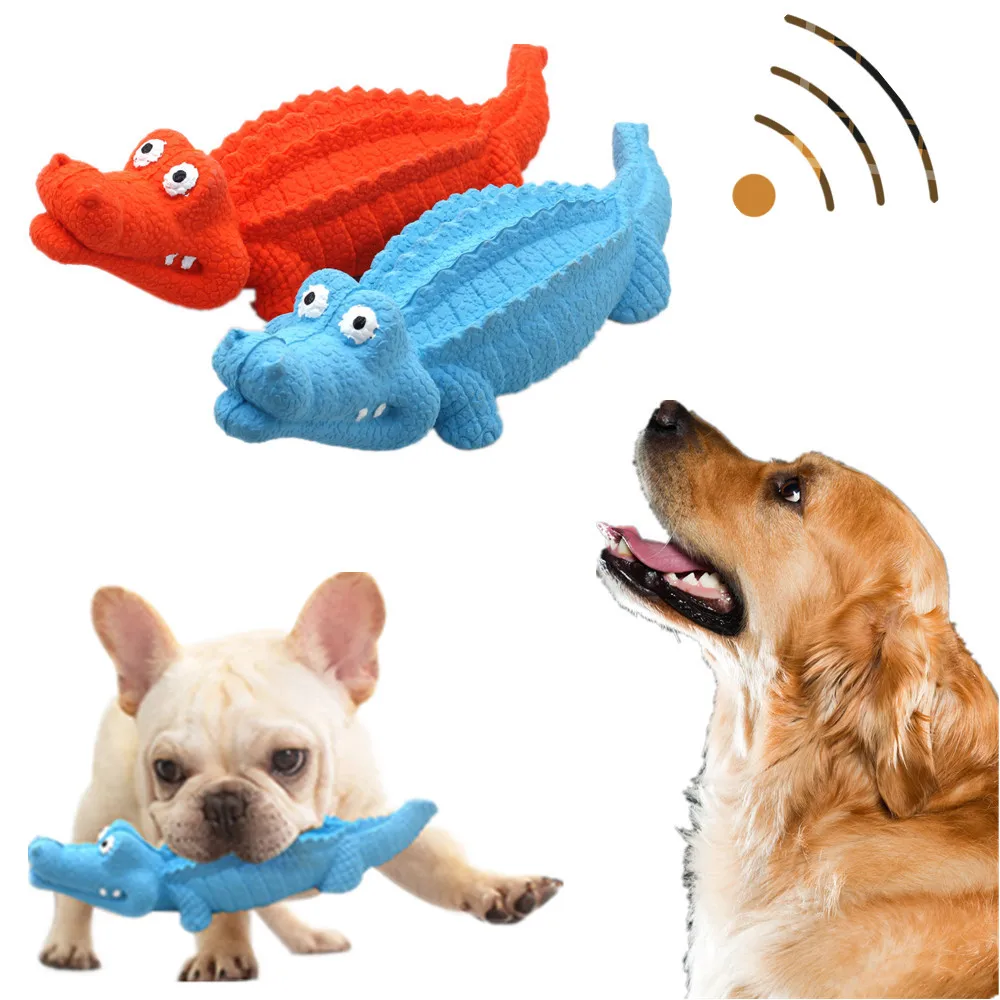 

Pet Dog Rubber Squeaky Toys Puppy Crocodile Shape Chew Toy Resistant to Biting Teeth Cleaning Toy Pet Supplies