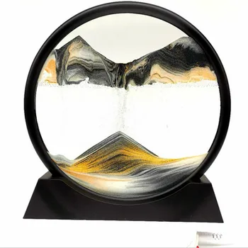 Creative 3D Glass Sandscape in Motion Hourglass Moving Sand Frame Art Picture Display Flowing Gift Home Decor 7/12inch Dropship 1