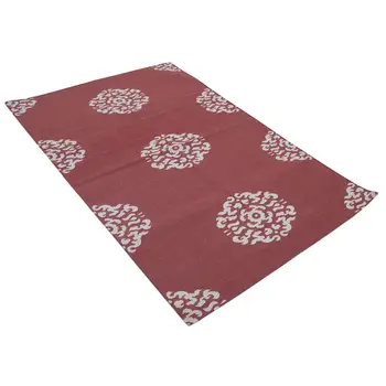 

111x170 Cm Red Handmade Dhurrie Rug-4x6 Ft