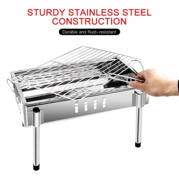 

Lixada Portable Barbecue Charcoal Grill Stainless Steel Folding Camping BBQ Kabob Grill bbq accessories