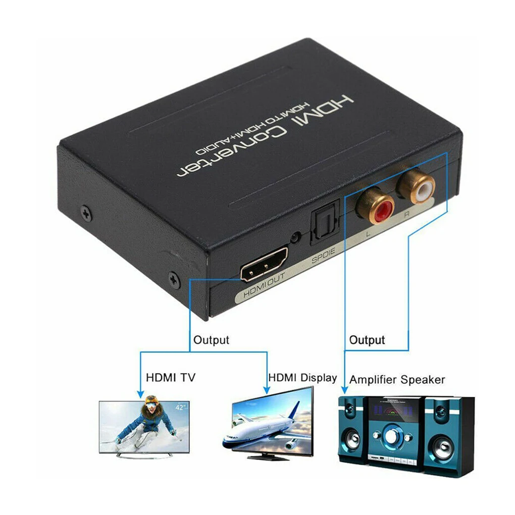 

Audio Adapter Converter 2 Channel 5.1 Surround Sound System Audio Extractor Adaptor 3.5MM Jack RCA Amplifier Decoder
