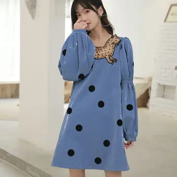 

Leopard Women Dress Embroidered Summer New 2020 Ladies Dress Long Sleeve Dot Off-Shoulder Fashion Casual Women Clothing