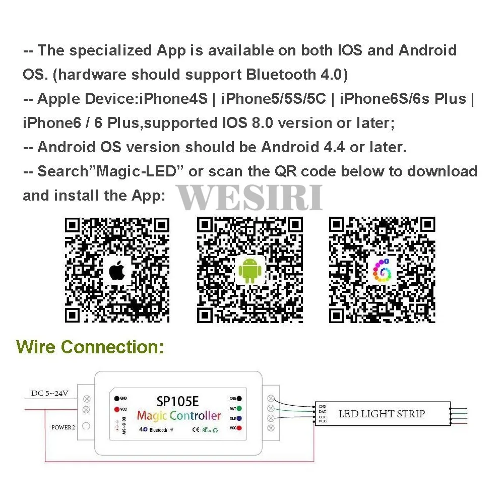 DC5-24V 2048 Пиксели SP105E Магия контроллер 4,0 Bluetooth APP контроллер WS2801 WS2811 WS2812B SK6812 LDP8806 APA102 Светодиодные ленты
