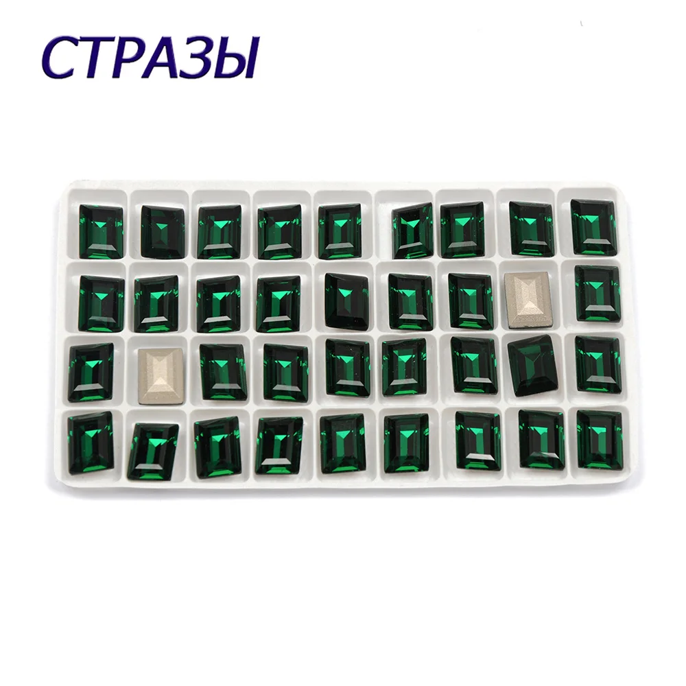 CTPA3bI кристаллы Изумрудный цвет стразы точечный задник шитье стеклянные камни с
