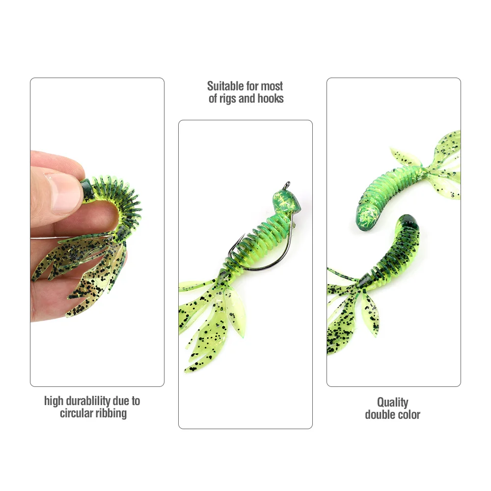 DONQL 10Pcs Soft Silicone Fishing Lure Artificial Worm Rubber Soft Swimbait Lifelike Fishy Smell Lures With 5Pcs Crank Fishhook主图03 (2)