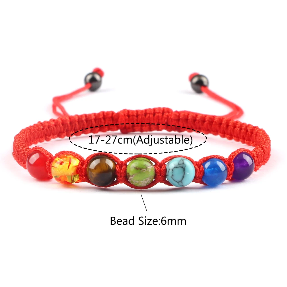 Stone Bead Bracelet Natural Stone Bracelet Beaded Bracelet 6MM 7 Chakra Braided Natural Stone Bracelet for Friend