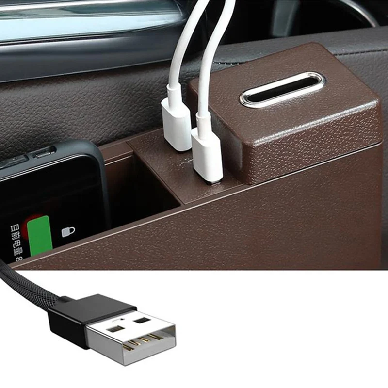 Автомобильный ящик для хранения с зазором 2 USB Беспроводная зарядка для автомобиля многофункциональная карта коробка для хранения монет автомобильный Органайзер с зарядным устройством