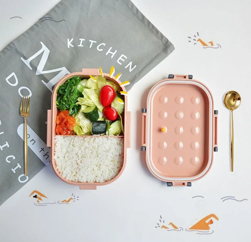 Модный BPA БЕСПЛАТНО пластиковый Ланч-бокс для детей Экологичный салат Bento box герметичная, силиконовая контейнер для еды