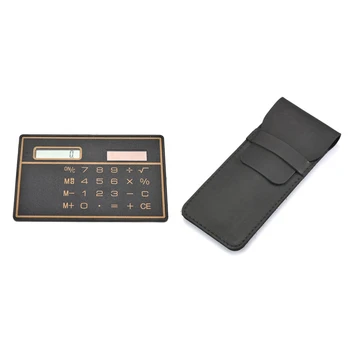 

2 Pcs Accessories: 1 Pcs Pencil Bag Cowhide Travel Diary Pencil Case & 1 Pcs 8 Digits Ultra Thin Mini Credit Card Design Solar P
