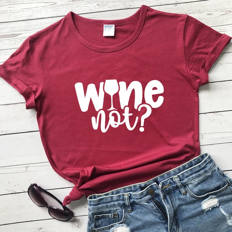 Хлопковая футболка Wine Not 100% забавная Подарочная для любителей вина Милая женская