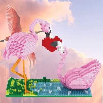 

Mini Blocks Cute flamingo Building Toy Model Animal Action Figures Micro Bricks Brinquedo Toys for Kids Gift Valentine days 6621