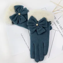 Плюшевые перчатки женские зимние Лоскутные перламутровые мягкие льняные перчатки женские перчатки Invierno теплые перчатки Handschuhe женские перчатки