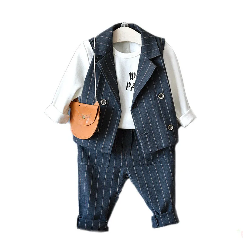2020 new spring item boy cool 3pcs suit including t-shirt+vest+pant | Детская одежда и обувь