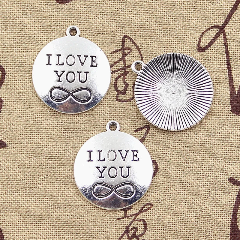 4pcs Charms I Love You Forever Infinite 28x24mm Antique Silver Color Pendants Making DIY Handmade Tibetan Finding Jewelry | Украшения и