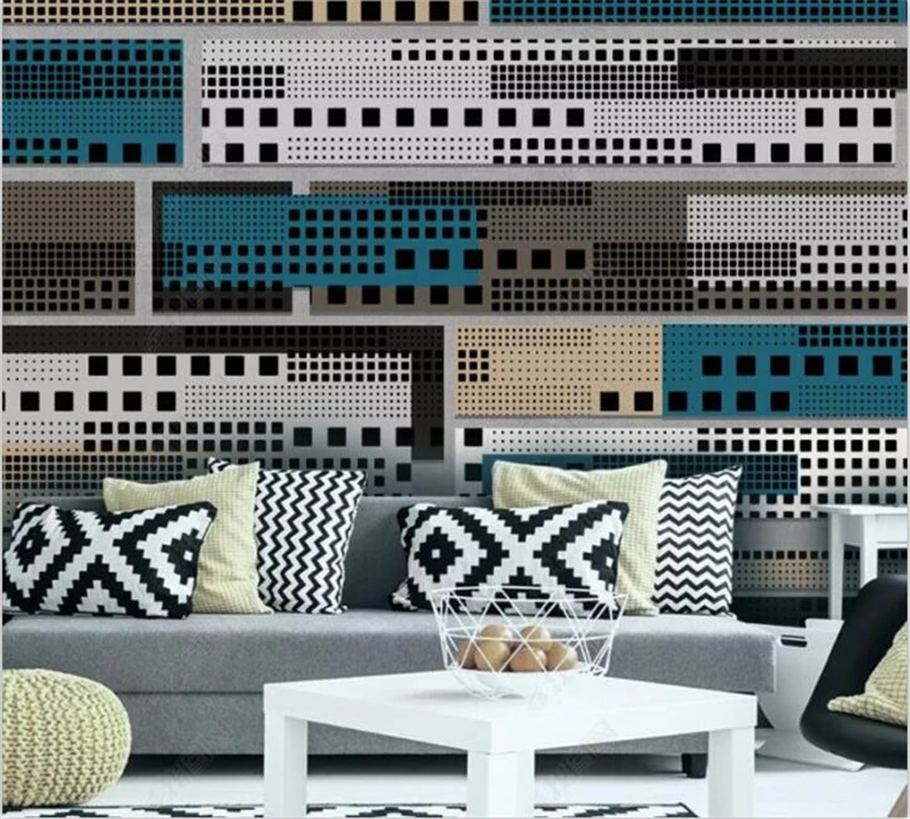 

beibehang Custom wallpaper indoor mural floor fashion Nordic modern minimalist personality geometric mural retro carpet pattern