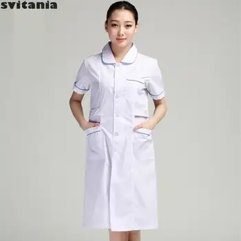 

Nurse's Uniform White Short Sleeve Summer Doctor White Coat Glasses Shop Work Clothes Hospital Clothing