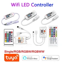 Tuya Wifi LED RGB Controller 5V 12V 24V RGBW RGBWW led wifi tuya controller For Led Strip Light Alexa Google Home