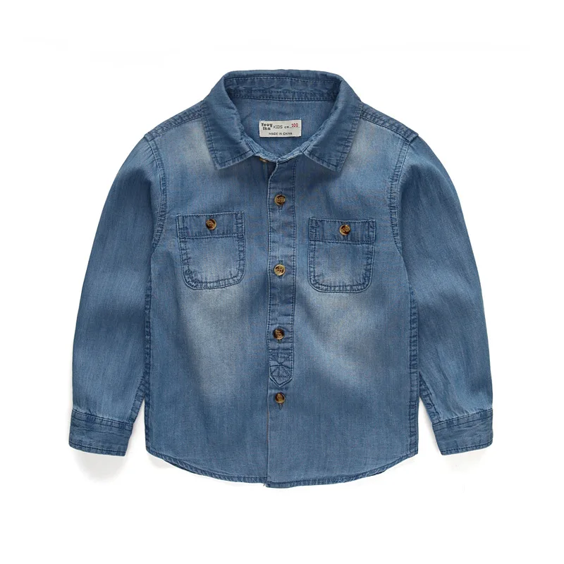 

A Generation of Fat BOY'S Denim Shirt New Style Korean-style Spring And Autumn Washing Cotton Baby Shirt