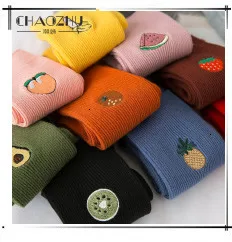 CHAOZHU  Japanese Korea High School Girls High Socks Loose Solid Colors Double Needles Knitting Cotton Long Socks Women