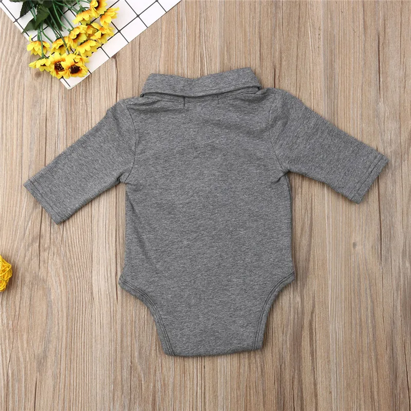 С длинными рукавами комбинезон для новорожденного, для малыша для маленьких мальчиков Формальный хлопок сплошной серый комбинезон одежды снаряжение; сезон осень