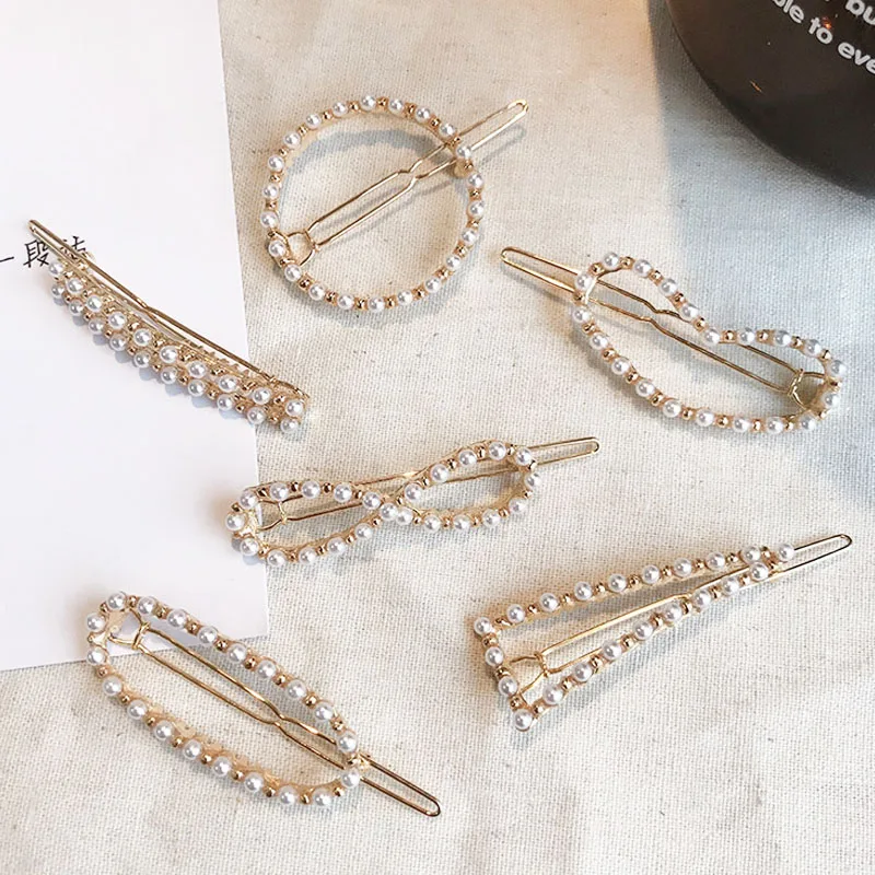 

2019 New Design Pearls Hair Clip for Women Girls Barrettes Bobby Pins Geometric Hairpins Wedding Hair Styling Tool Accessories