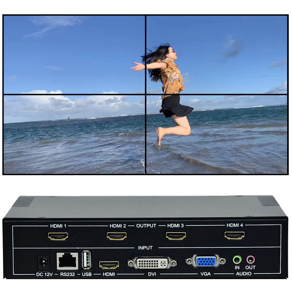 4 канала ТВ настенный блок управления 2x2 1x3 1x2 HDMI DVI VGA USB видео процессор Сращивание