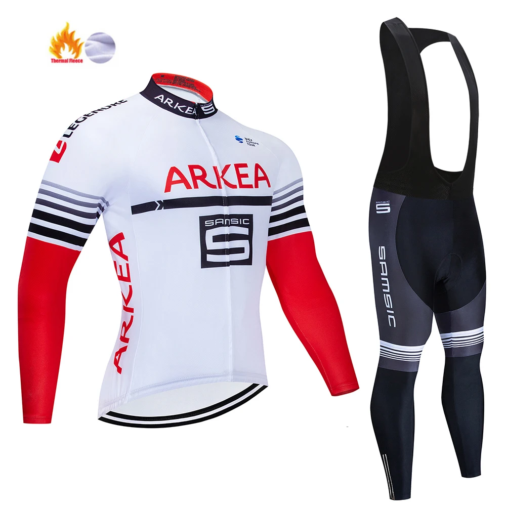 

2019 Team ARKEA Cycling Jersey 19D Bib MTB France Bike Clothing Men Winter Thermal Fleece Bicycle Clothes Cycling Wear