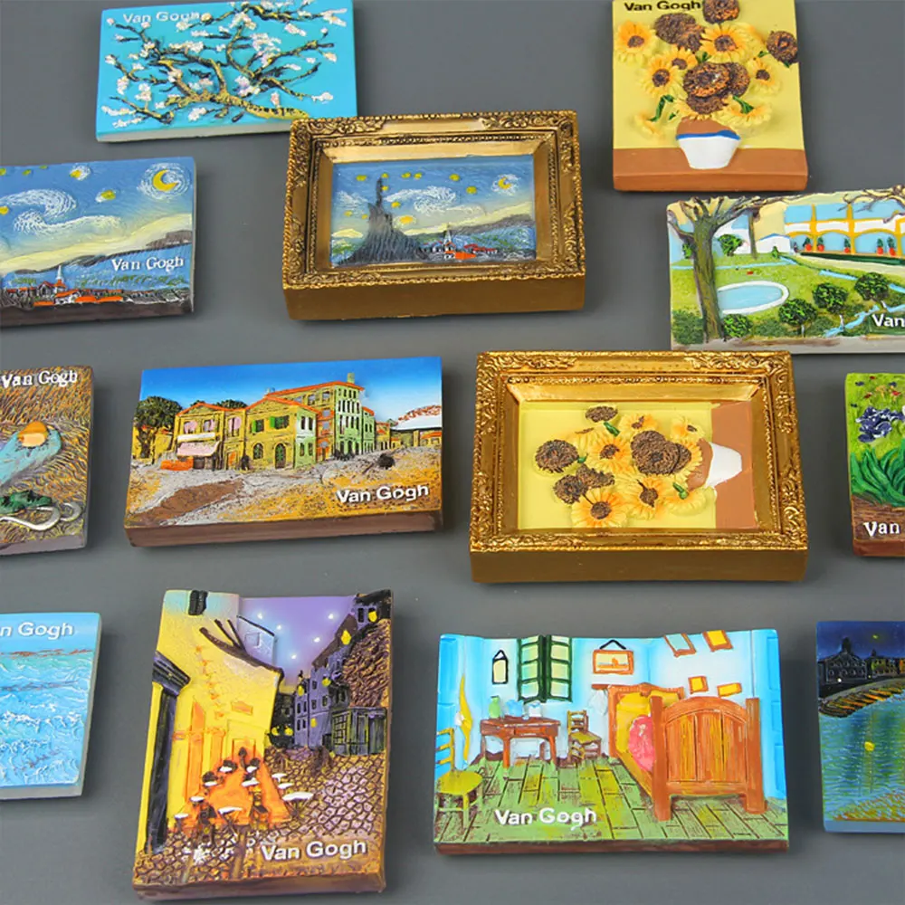 European Creative Famous Painting Resin Fridge Magnet Mona Lisa Sunflower Starry Van Gogh Series