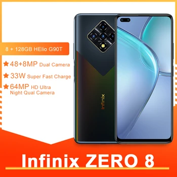 Перейти на Алиэкспресс и купить Infinix ноль 8 смартфонов 6,85 Inch 8 Гб Оперативная память 128 Гб 64MP смарт мобильный телефон задняя Quad Камера Helio G90T 33 Вт супер зарядки Android