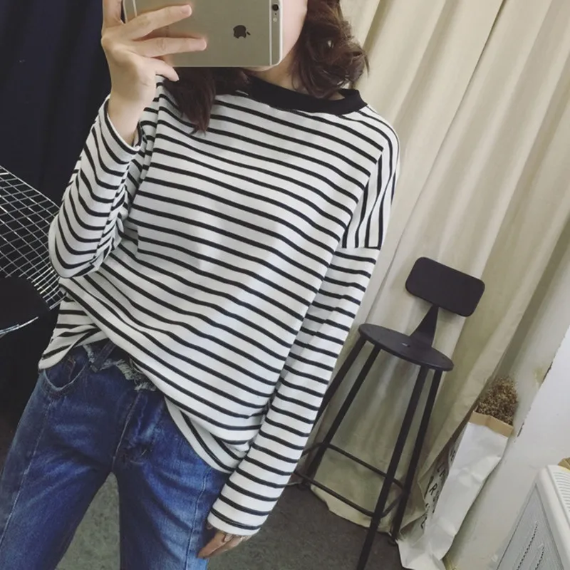 

Newest Fashion Women Long sleeve T-Shirt Stripped Shirts Ropa De Mujer Moda 2019 Autumn dropship women clothing Ladies Tops C331