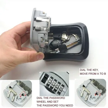 

4 Digit Combination Password Keys Box Key Storage Organizer Case Wall Mounted Home Security Lock Tool Metal Key Box Hot Sales