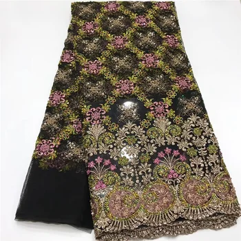 

Beaded Laces Fabrics for Bridal Materials Lace Embroidery Luxury Fabric Lace Heavy Handmade Beads Lace African Net Lace APW2895B