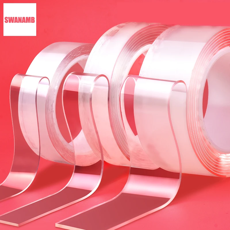 

Nano Double Sided Tape Removable Gel Grip Tape Transparent Sticky Tape 1/3/5M Reusable Traceless Mounting Adhesive Tape