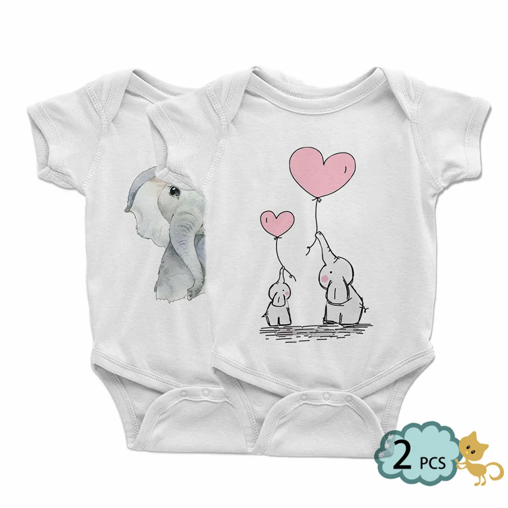 Uds Los Bebes Doble Hermanos Y Hermanas Mamelucos De Bebe Lindo Bebe Nina Ropa Encantadora Elefante Pequeno Mono Para Los Recien Nacidos Ropa De Bebe Bodis Aliexpress