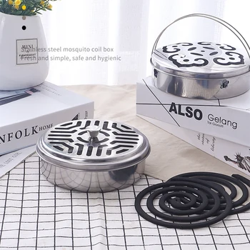 

Durable Metal Mosquito Coil Covered Incense Fire Box Tray Holder With Supporting Nail Teeth And Hollow Lid