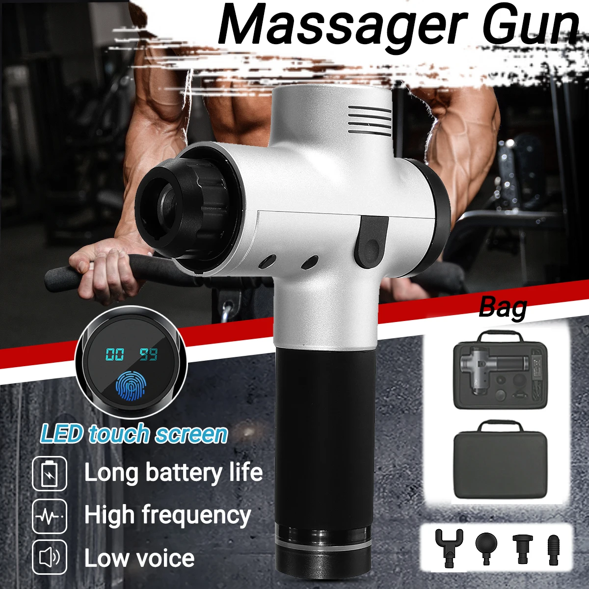 Economici 3200r min 4200r min 20 Ingranaggi Elettronico Terapia di Massaggio Del Corpo Pistola A Basso Rumore LED Massaggio Pistole Muscoli Del Corpo relax Sollievo Dolori