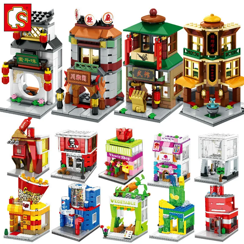 Sembo Block Mini City Street Store строительный кирпич серии Chinatown развивающая детская игрушка |