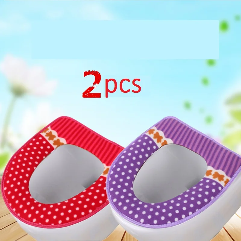 D pink purple 2pcs Радужные полосатые Чехлы для сиденья унитаза на молнии для туалета зимние теплые подушки Универсальный Размер удобный коврик для унитаза - Цвет: D pink purple 2pcs